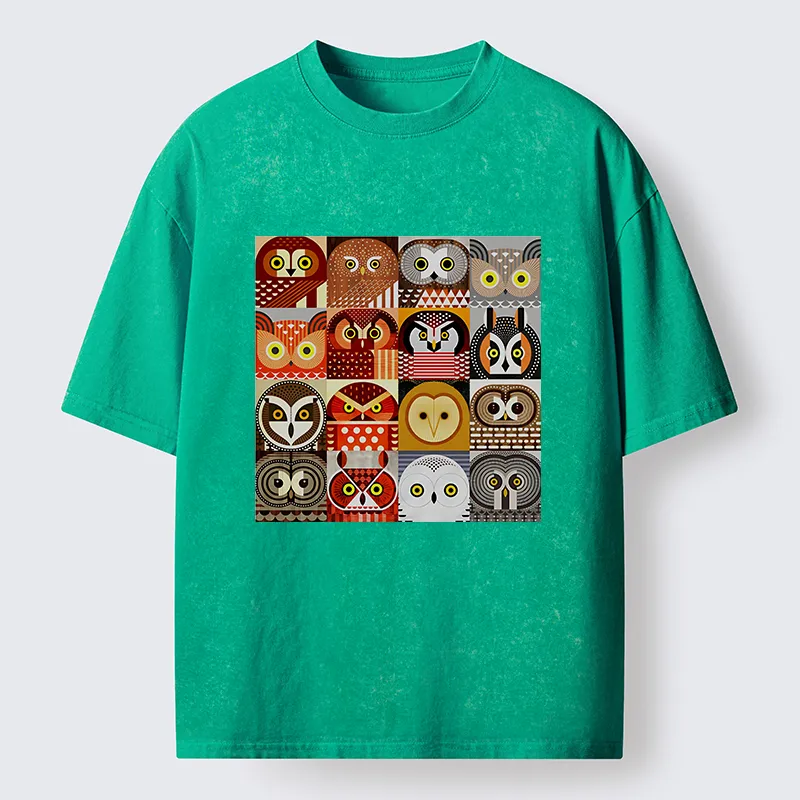 Tokyo-Tiger All Kinds Of Owls Washed T-Shirt