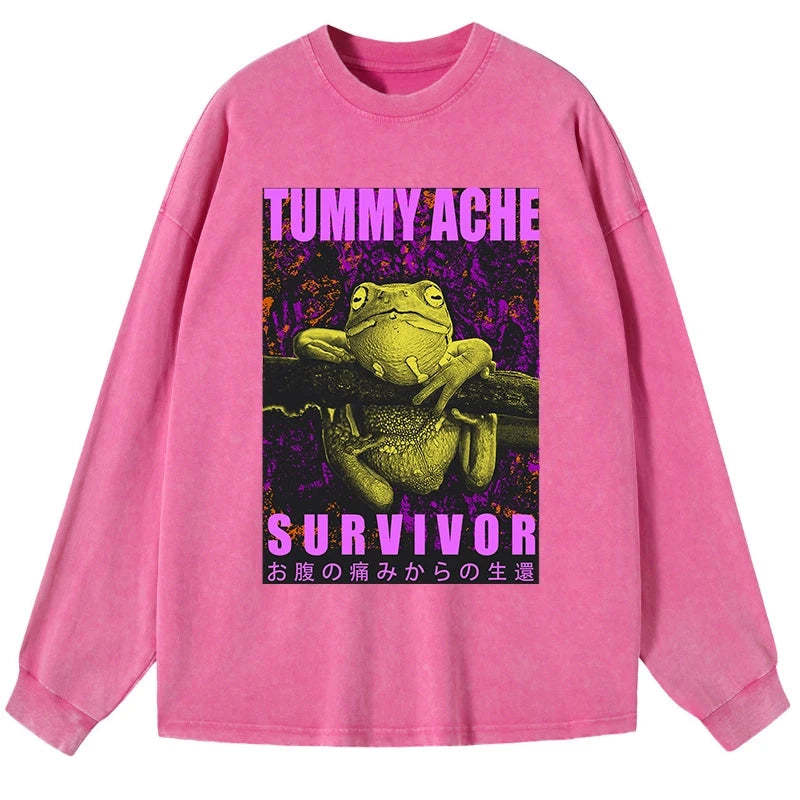 Tokyo-Tiger A Frog With Stomachache Washed Long Sleeve T-Shirt Sale