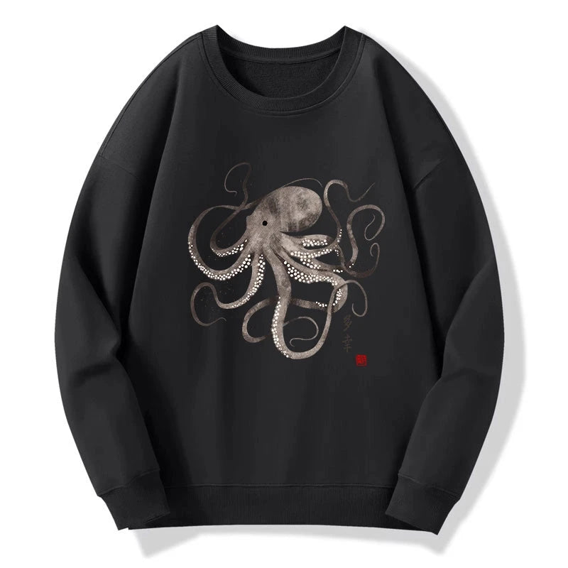 Tokyo-Tiger Octopus Japanese Calligraphy Sweatshirt