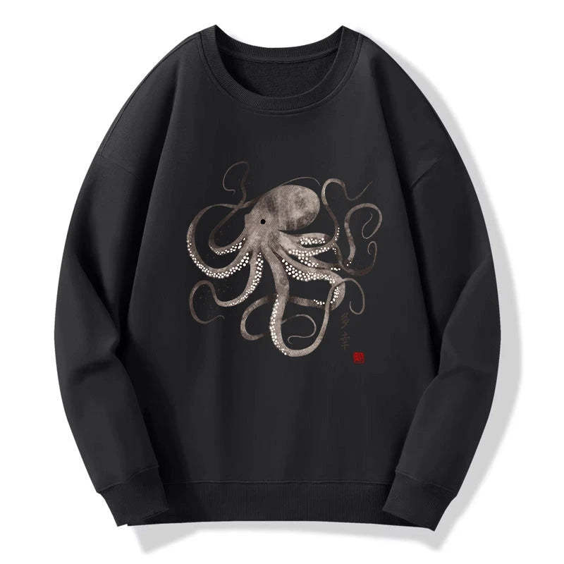 Tokyo-Tiger Octopus Japanese Calligraphy Sweatshirt