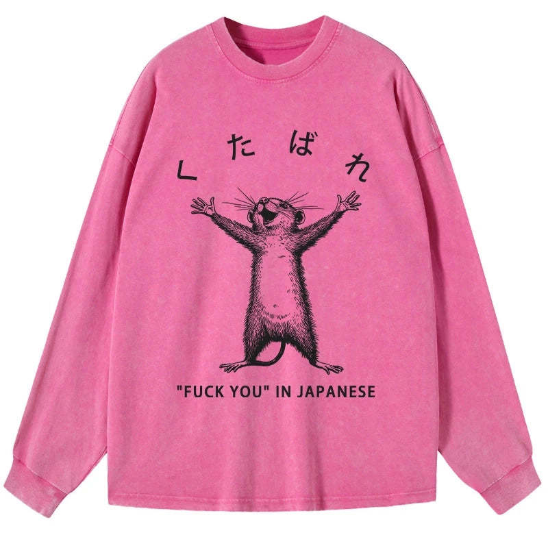 Tokyo-Tiger Happy Mouse Japanese Washed Long Sleeve T-Shirt