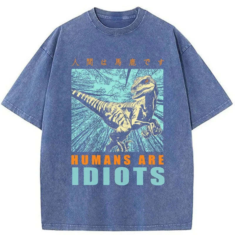 Tokyo-Tiger Mocking Dinosaurs Japanese Washed T-Shirt