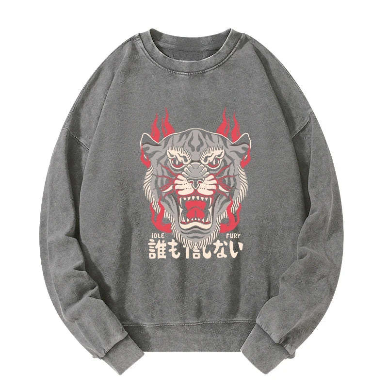 Tokyo-Tiger Japanese Tiger Fire Washed Sweatshirt Sale