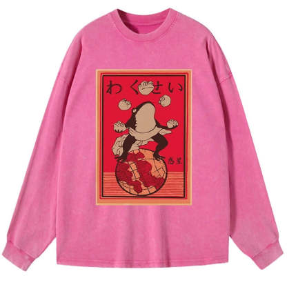 Tokyo-Tiger Wakusei Frog Funny Washed Long Sleeve T-Shirt