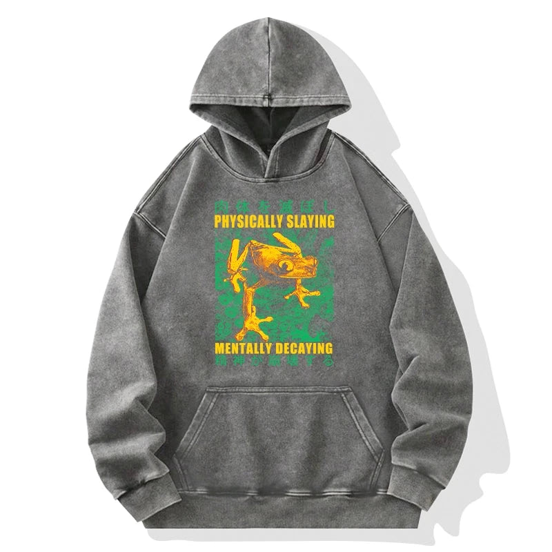 Tokyo-Tiger Physically Slaying Mentally Decaying Washed Hoodie
