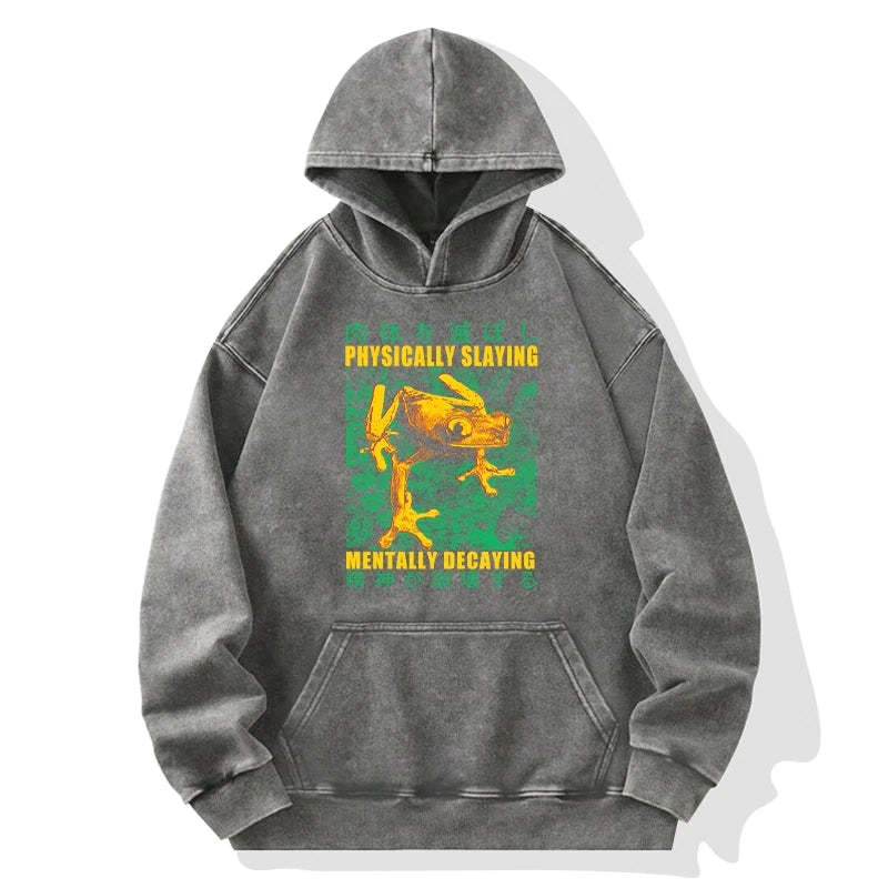 Tokyo-Tiger Physically Slaying Mentally Decaying Washed Hoodie