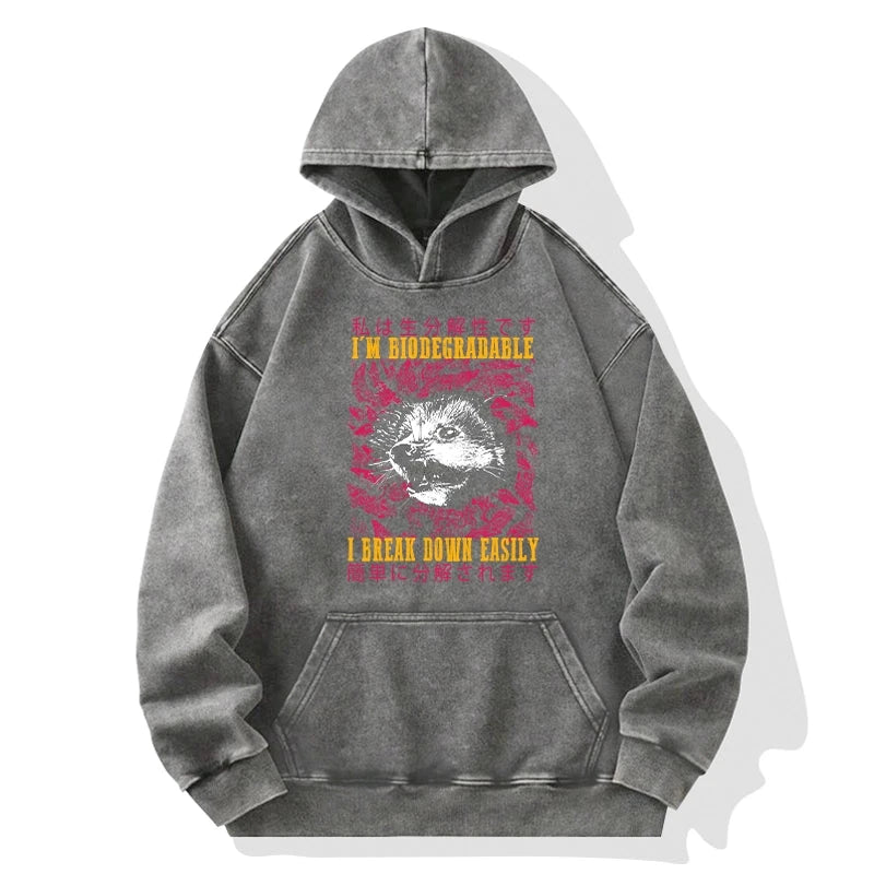 Tokyo-Tiger An Easily Breakable Opossum Washed Hoodie