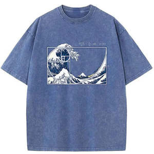 Image of Tokyo-Tiger Ukiyoe Waves Japan Washed T-Shirt