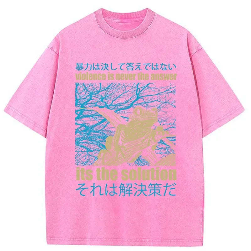 Tokyo-Tiger Violence Is Never The Answer Its The Solution Washed T-Shirt