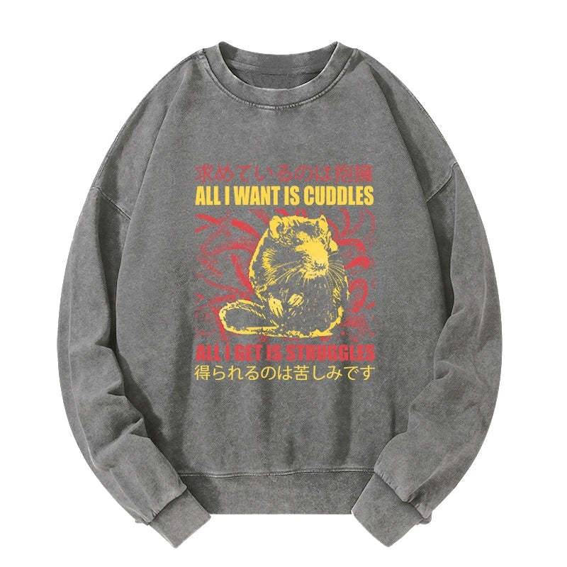 Tokyo-Tiger All I Want Is Cuddles Washed Sweatshirt