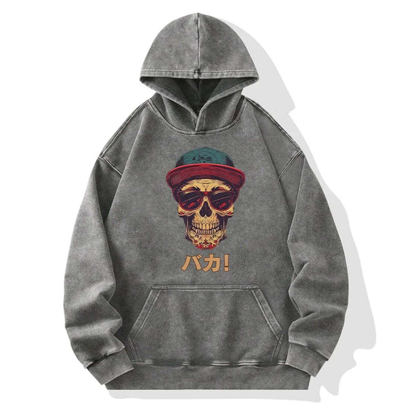 Tokyo-Tiger Fashion Skull Japanese Washed Hoodie Sale