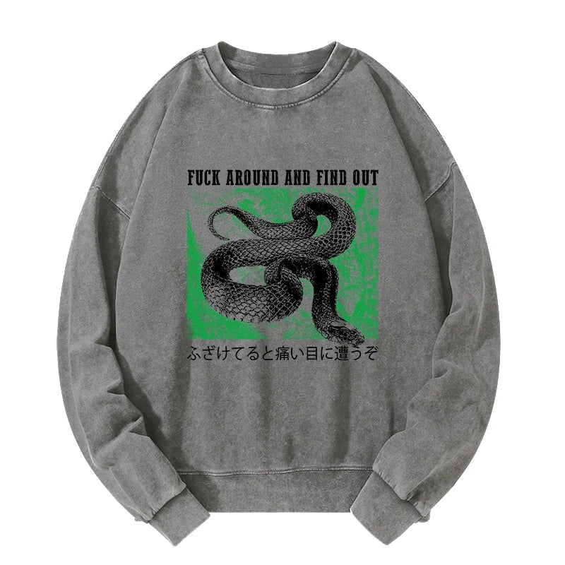 Tokyo-Tiger Cold And Heartless Snake Washed Sweatshirt