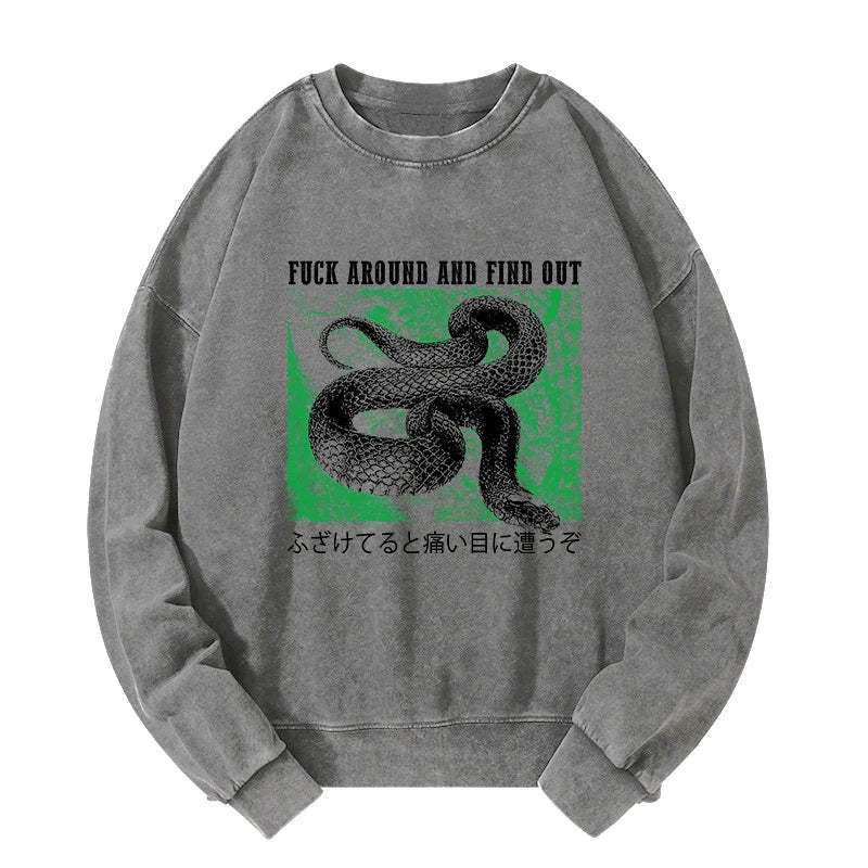 Tokyo-Tiger Cold And Heartless Snake Washed Sweatshirt