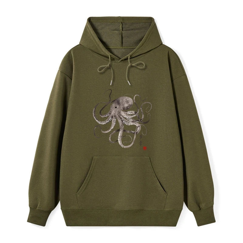 Tokyo-Tiger Octopus Japanese Calligraphy Classic Hoodie