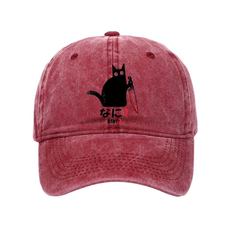 Tokyo-Tiger A Puzzled Cat Holding A Knife Washed Cap