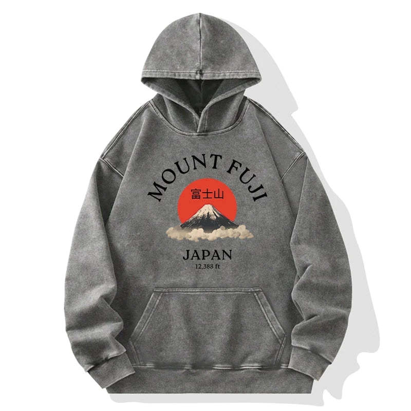 Tokyo-Tiger Japan Mount Fuji Sun Unisex Washed Hoodie Sale