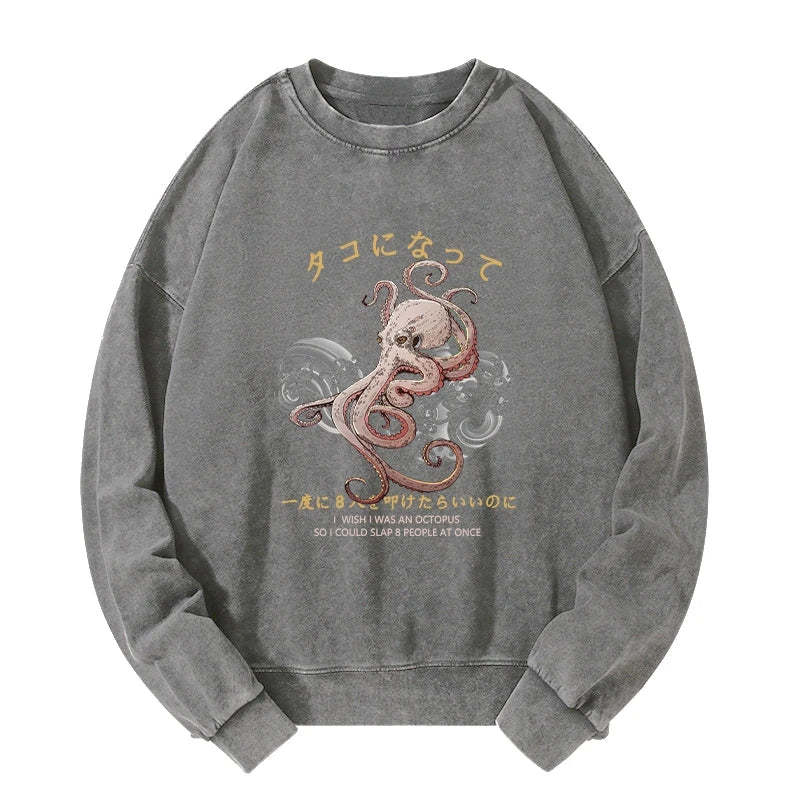 Tokyo-Tiger I Wish I Was An Octopus Washed Sweatshirt Sale