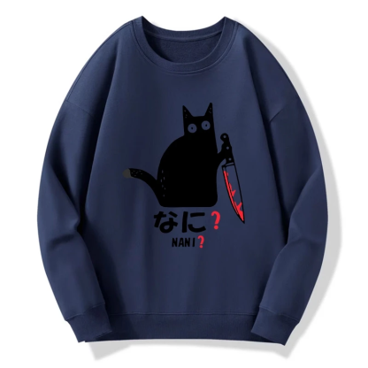Tokyo-Tiger A Puzzled Cat Holding A Knife Sweatshirt