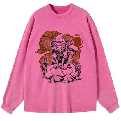 Tokyo-Tiger Ninja Frog Japanese Washed Long Sleeve T-Shirt