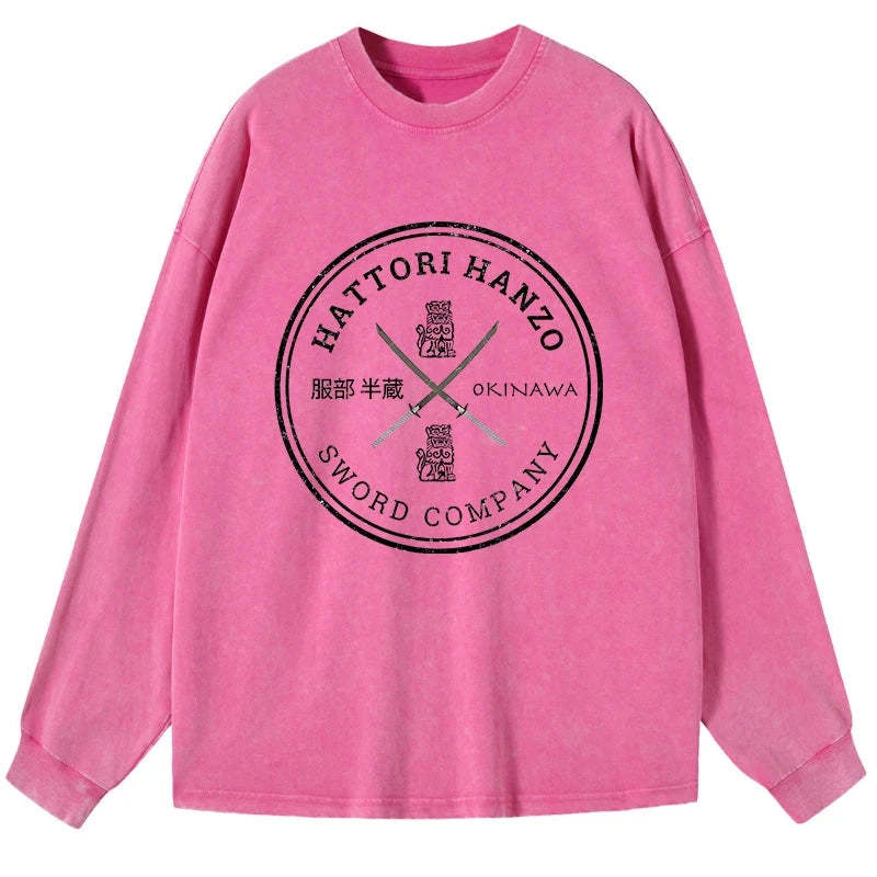 Tokyo-Tiger Hattori Hanzo Sword Company Washed Long Sleeve T-Shirt