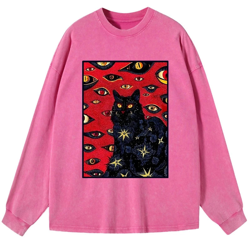 Tokyo-Tiger Mysterious Cat Washed Long Sleeve T-Shirt