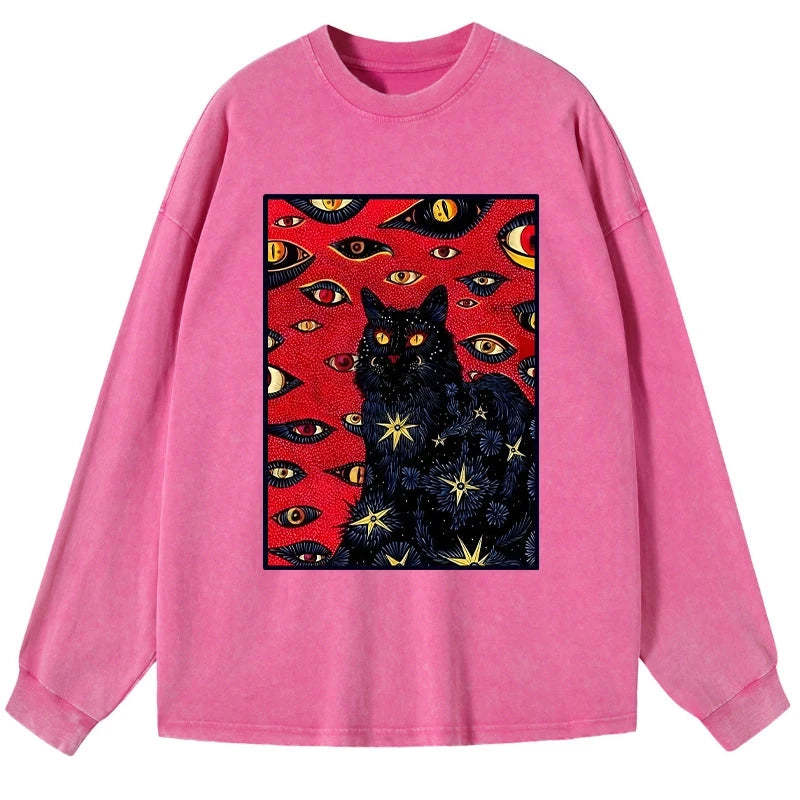 Tokyo-Tiger Mysterious Cat Washed Long Sleeve T-Shirt