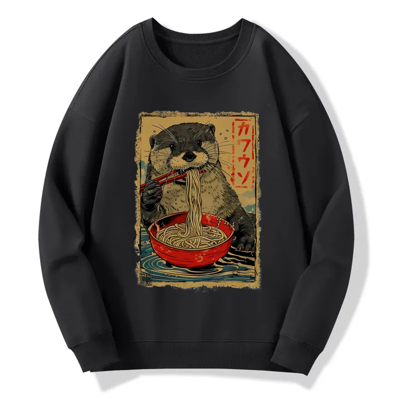 Tokyo-Tiger Otter Eating Ramen Japan Sweatshirt Sale