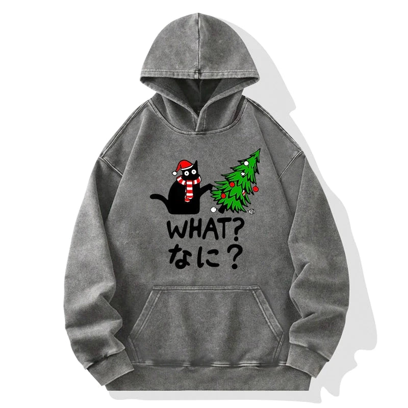 Tokyo-Tiger Naughty Cat Christmas Washed Hoodie