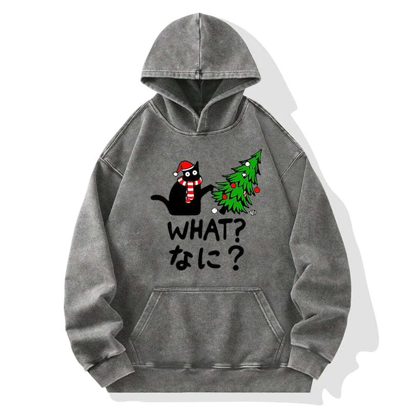 Tokyo-Tiger Naughty Cat Christmas Washed Hoodie