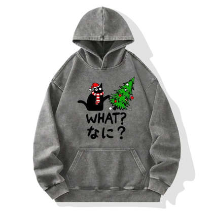 Tokyo-Tiger Naughty Cat Christmas Washed Hoodie