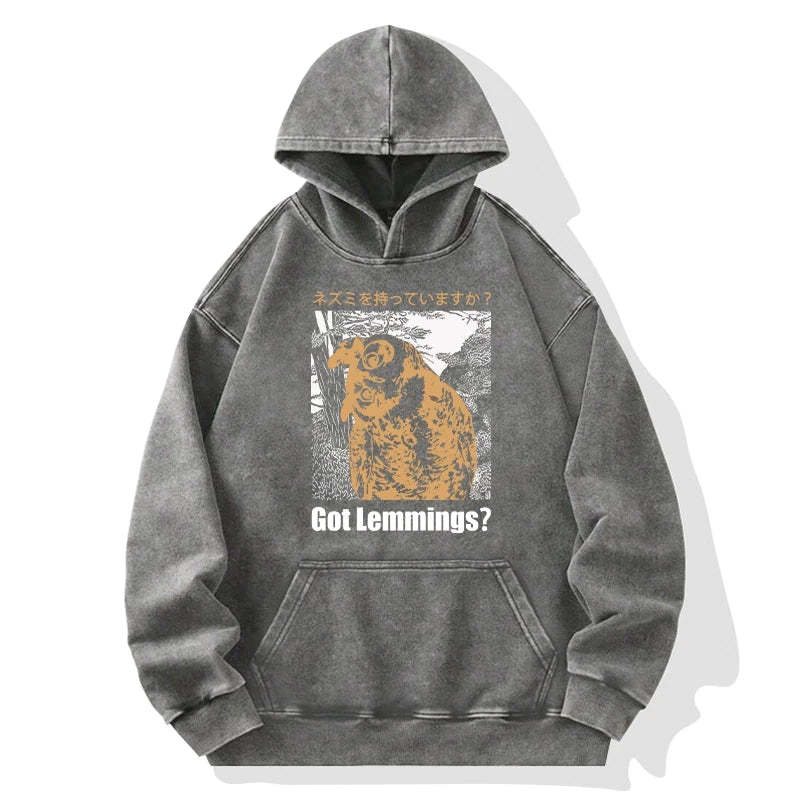 Tokyo-Tiger Do You Have Lemmings Japanese Washed Hoodie Sale