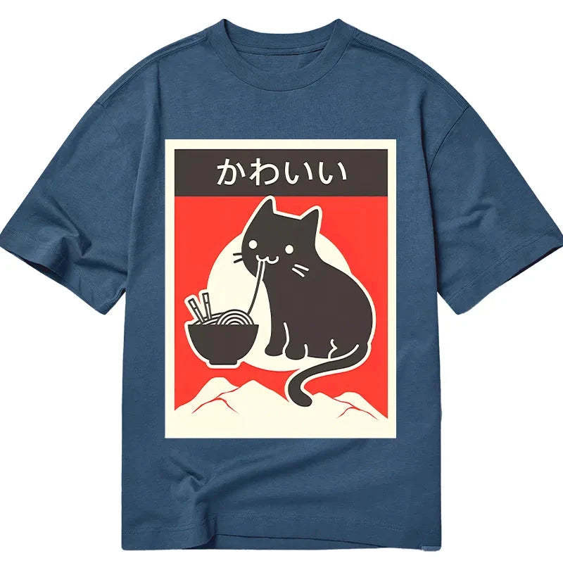 Tokyo-Tiger "Kawaii" Vintage Style Japenese Ramen Cat Classic T-Shirt-tokyo-tiger