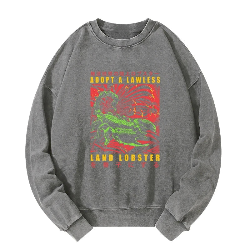 Tokyo-Tiger Adopting A Land Lobster Japanese Washed Sweatshirt