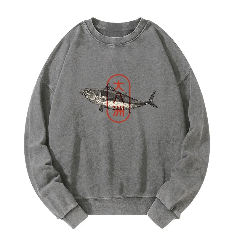 Tokyo-Tiger Oyashima Sushi Logo Washed Sweatshirt
