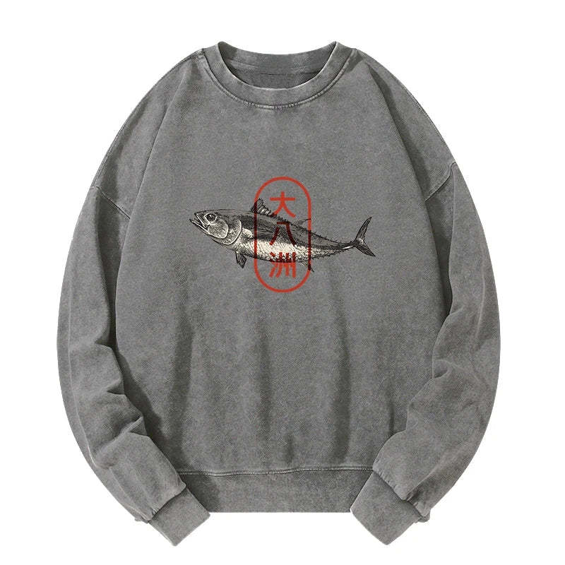 Tokyo-Tiger Oyashima Sushi Logo Washed Sweatshirt