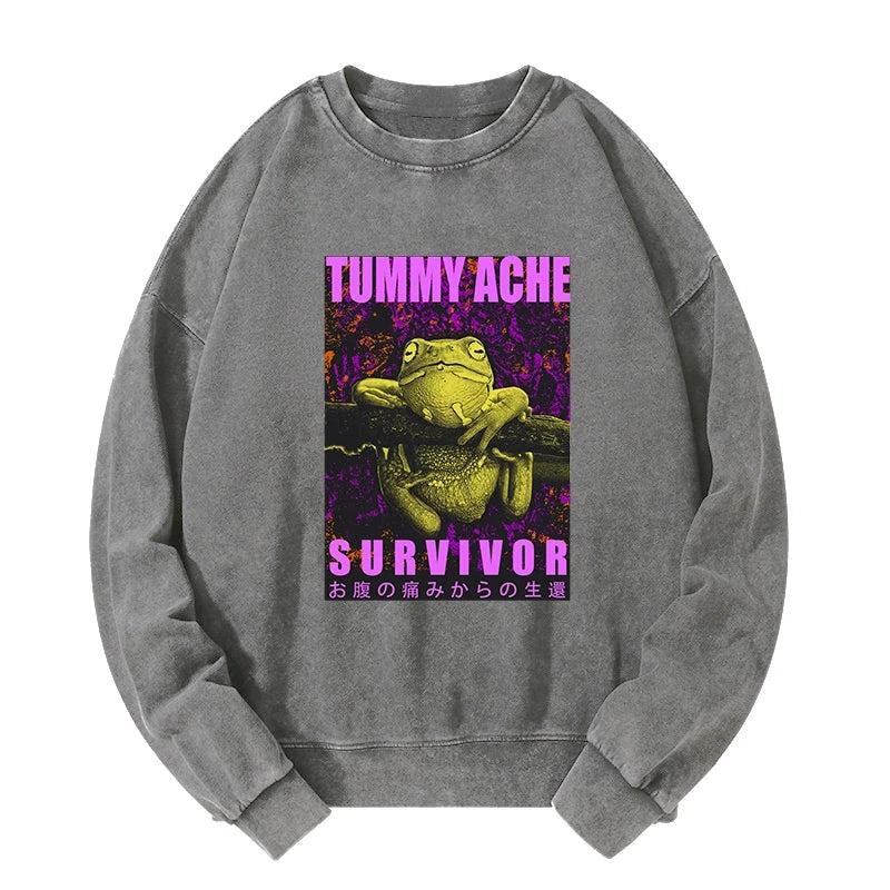 Tokyo-Tiger A Frog With Stomachache Washed Sweatshirt