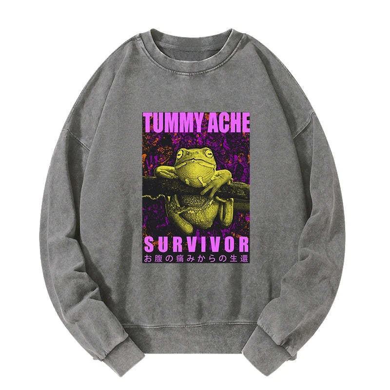Tokyo-Tiger A Frog With Stomachache Washed Sweatshirt