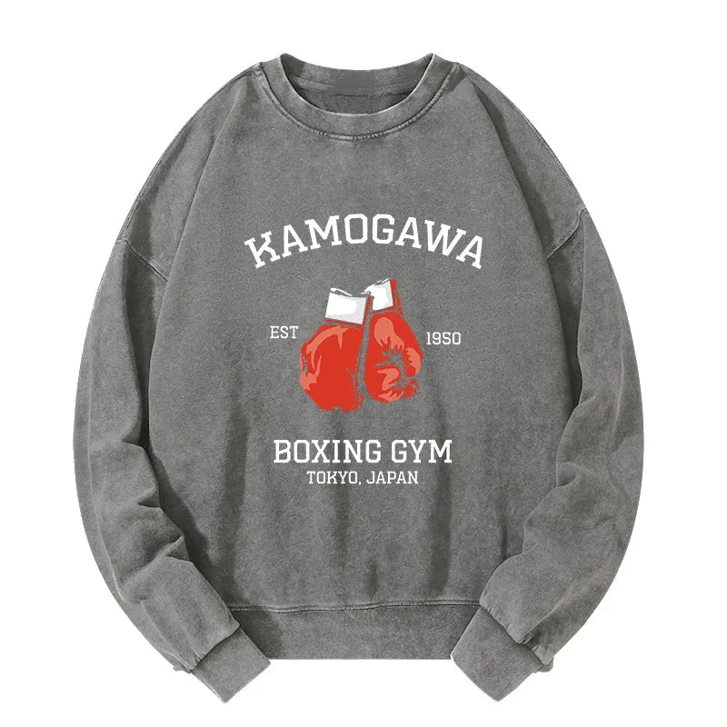 Tokyo-Tiger Retro Boxing Gloves Manga Anime Washed Sweatshirt
