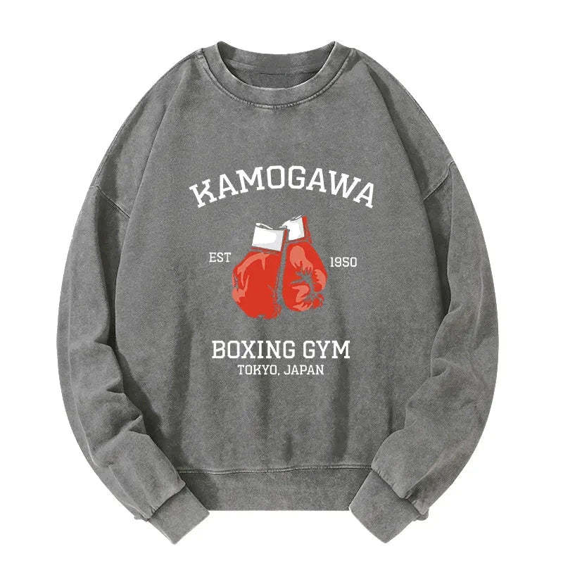 Tokyo-Tiger Retro Boxing Gloves Manga Anime Washed Sweatshirt