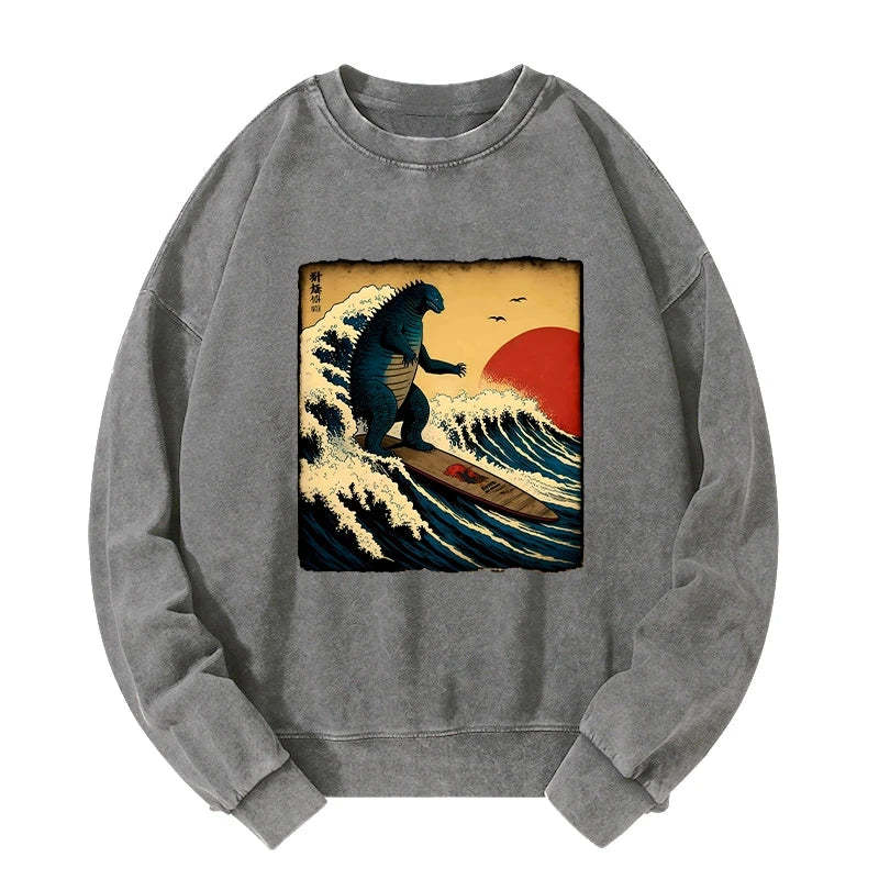 Tokyo-Tiger The Great Wave Washed Sweatshirt