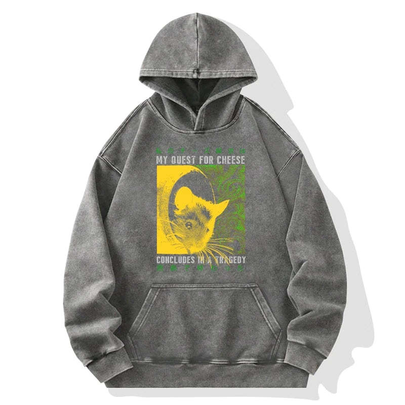 Tokyo-Tiger Mouse Has A Passion For Cheese Washed Hoodie