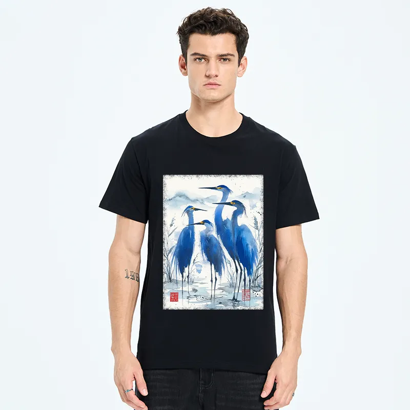 Tokyo-Tiger Blue Heron Ink Art Classic T-Shirt