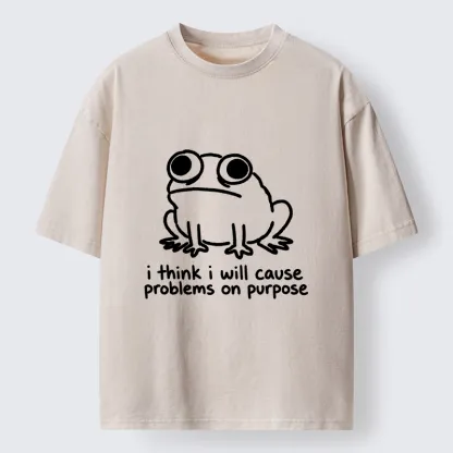 Tokyo-Tiger Funny Frog Quote Washed T-Shirt