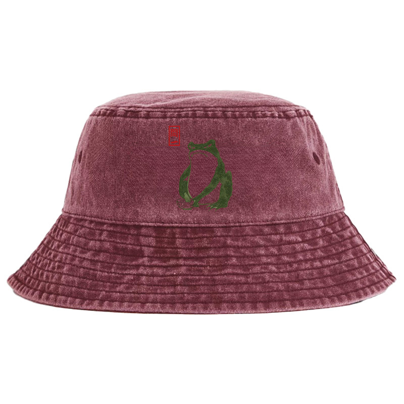 Tokyo-Tiger Woodblock Print Frog Washed Bucket Hat