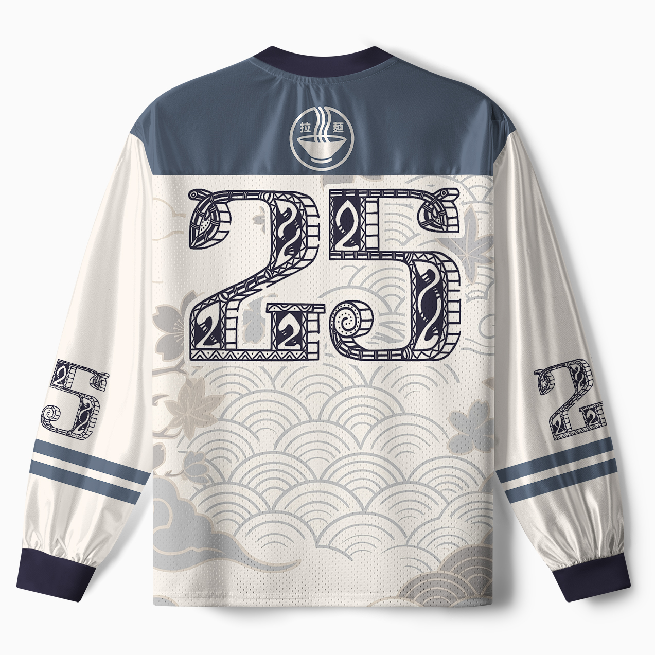 Tokyo-Tiger Japanese Bat Eating Ramen Paneled Long Sleeve Jersey