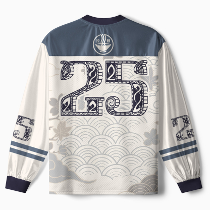 Tokyo-Tiger Japanese Bat Eating Ramen Paneled Long Sleeve Jersey