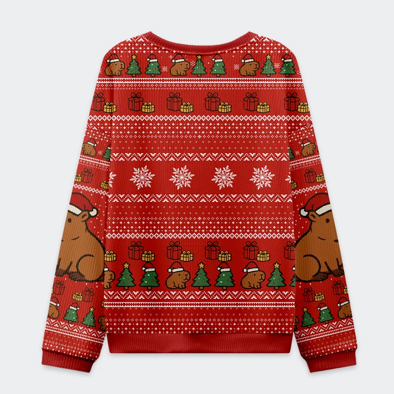 Tokyo-Tiger Capybara Celebration Christmas Ugly Sweatshirt