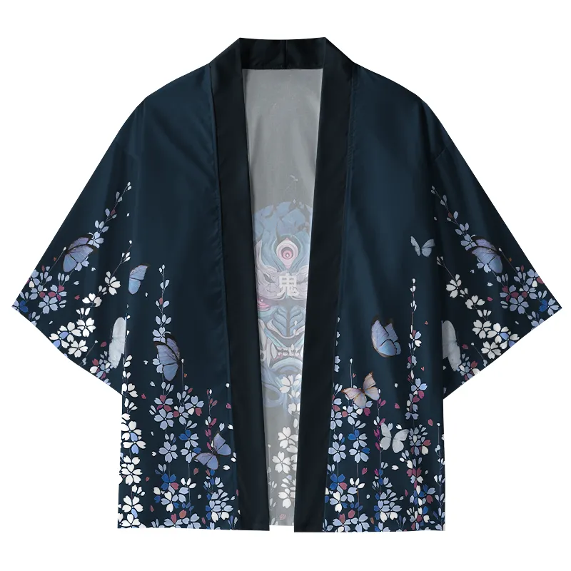 Tokyo-Tiger Sakura With Oni Mask Kimono Cardigan Sale