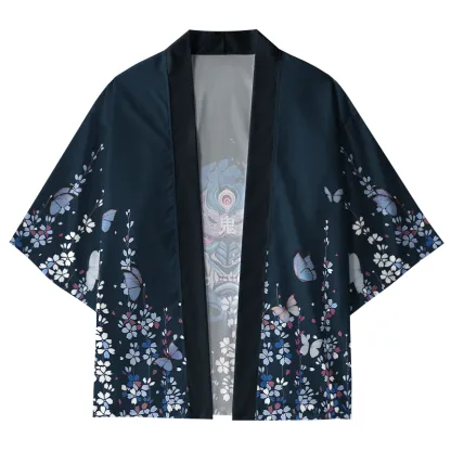 Tokyo-Tiger Sakura With Oni Mask Kimono Cardigan