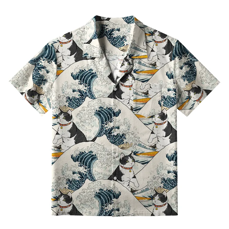 Tokyo-Tiger Funny Cat Surfing Aloha Hawaiian Shirt